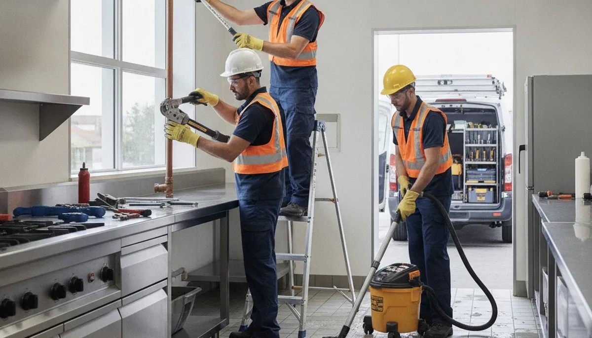 Emergency plumber in Bloomington, IN repairing a burst pipe in a home