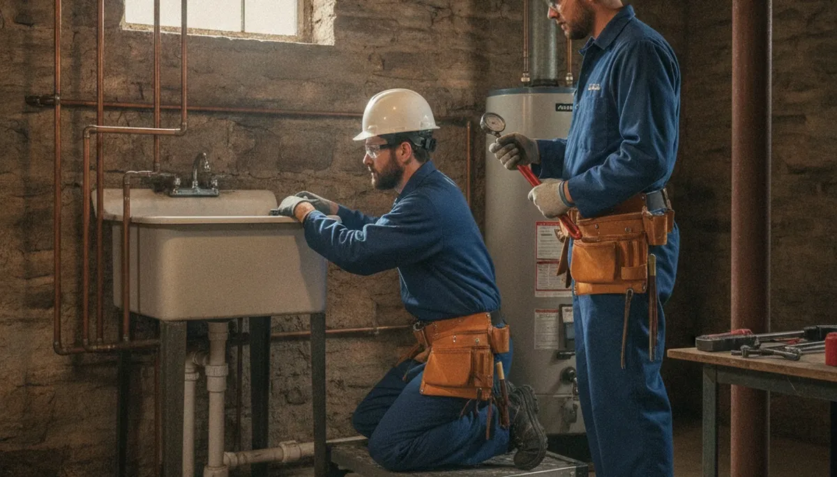 Bloomington, IN plumber repairing a sink leak for a local plumbing service