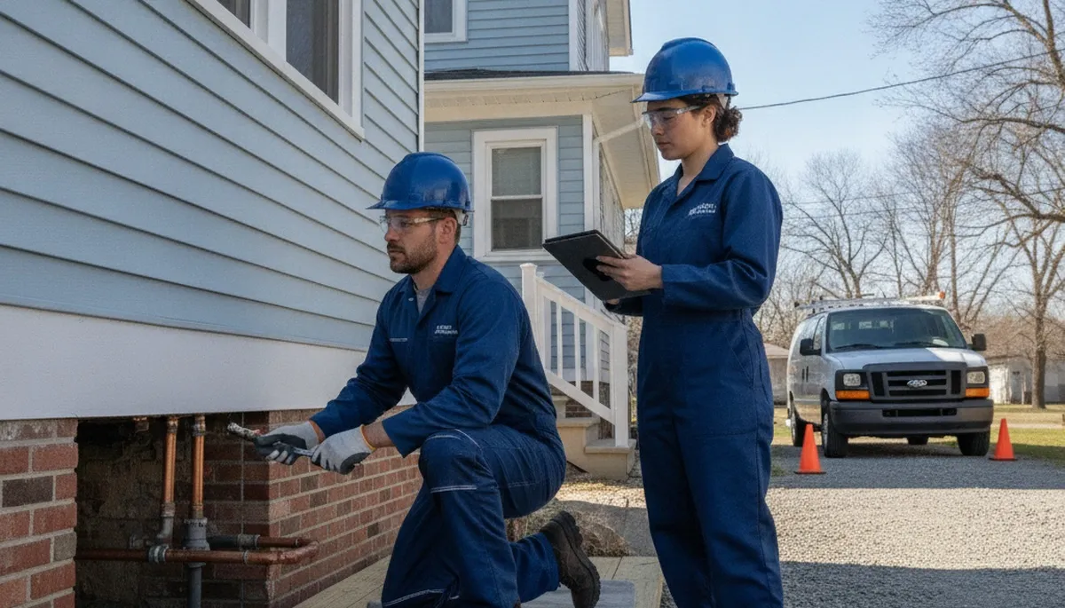 Bloomington, IN plumber repairing a pipe for local plumbing repair service