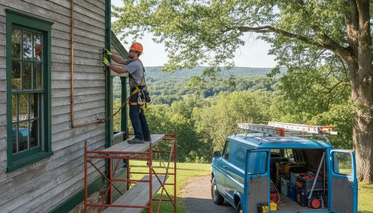 Bloomington, IN plumber repairing a leaking pipe for plumbing service call