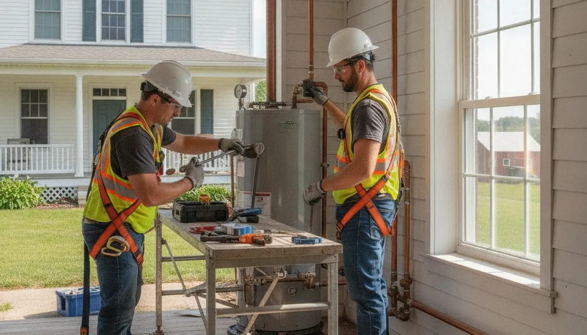 Plumber repairing a leaking pipe in Bloomington, IN for local plumbing repair service