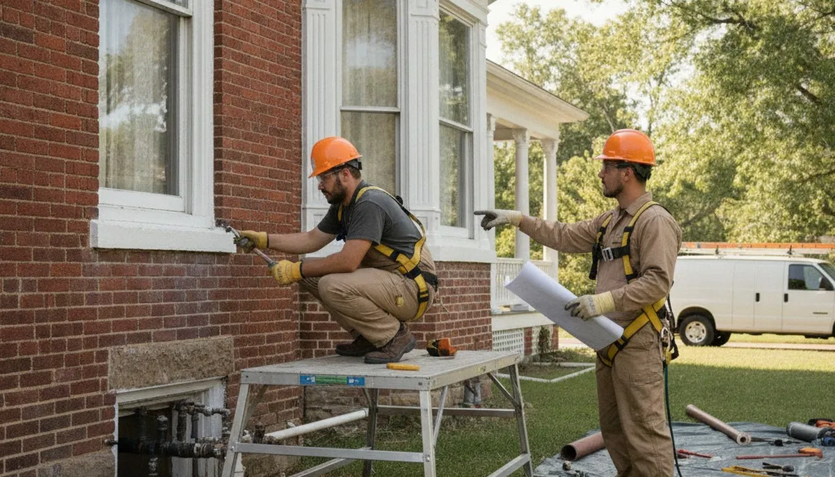 Bloomington, IN plumber repairing a leaking pipe for residential plumbing service