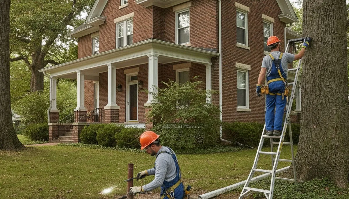 Bloomington, IN plumber repairing a leaking pipe for a residential plumbing service