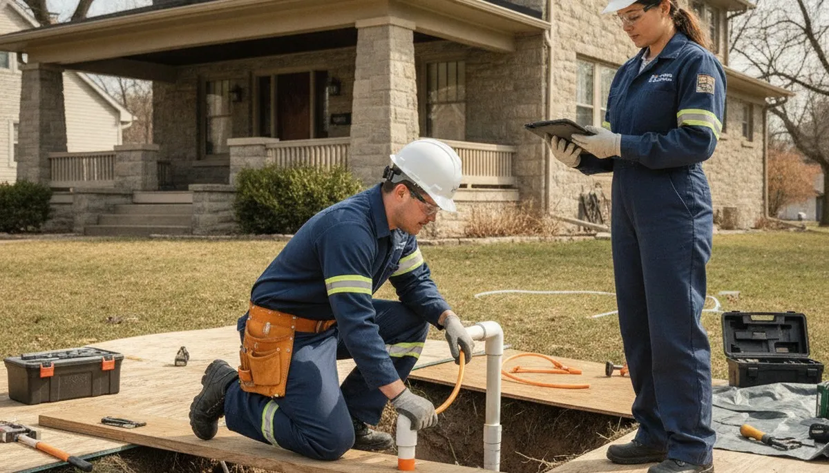 Bloomington, IN plumber repairing a leaking pipe for fast residential plumbing service