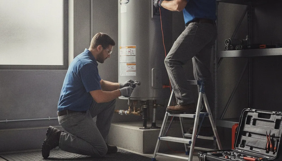 Bloomington, IN plumber repairing a water heater for reliable home service